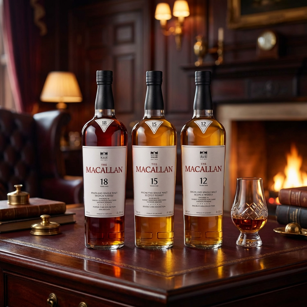 The Macallan Double Cask Trio – 12 Year, 15 Year &amp; 18 Year Single Malt Scotch Whisky (3 x 750ml)