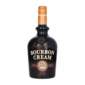 Buffalo Trace Bourbon Cream 750ml bottle on white background, Kentucky bourbon cream liqueur with vanilla and caramel notes