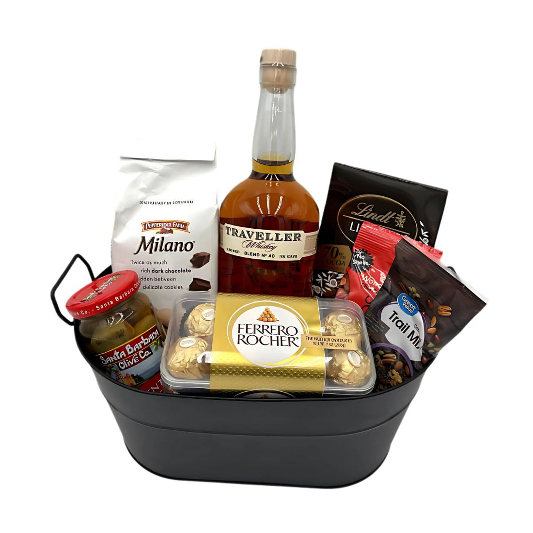 Traveller No. 40 Whiskey Gift Basket with Curated Gourmet Snacks