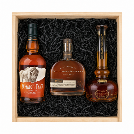 Buffalo Trace, Woodford Reserve Double Oaked & Willett Pot Still Bourbon Gift Crate
