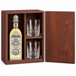 Fortaleza Añejo Tequila 750ml in a mahogany wooden gift box with two crystal rocks glasses