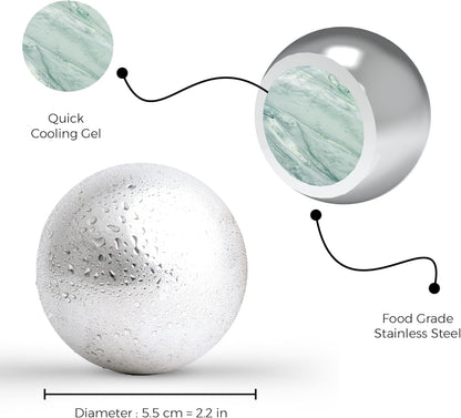 XXL Whiskey Chilling Balls – Set of 2 Stainless Steel Spheres with Freezer Tray (55mm)