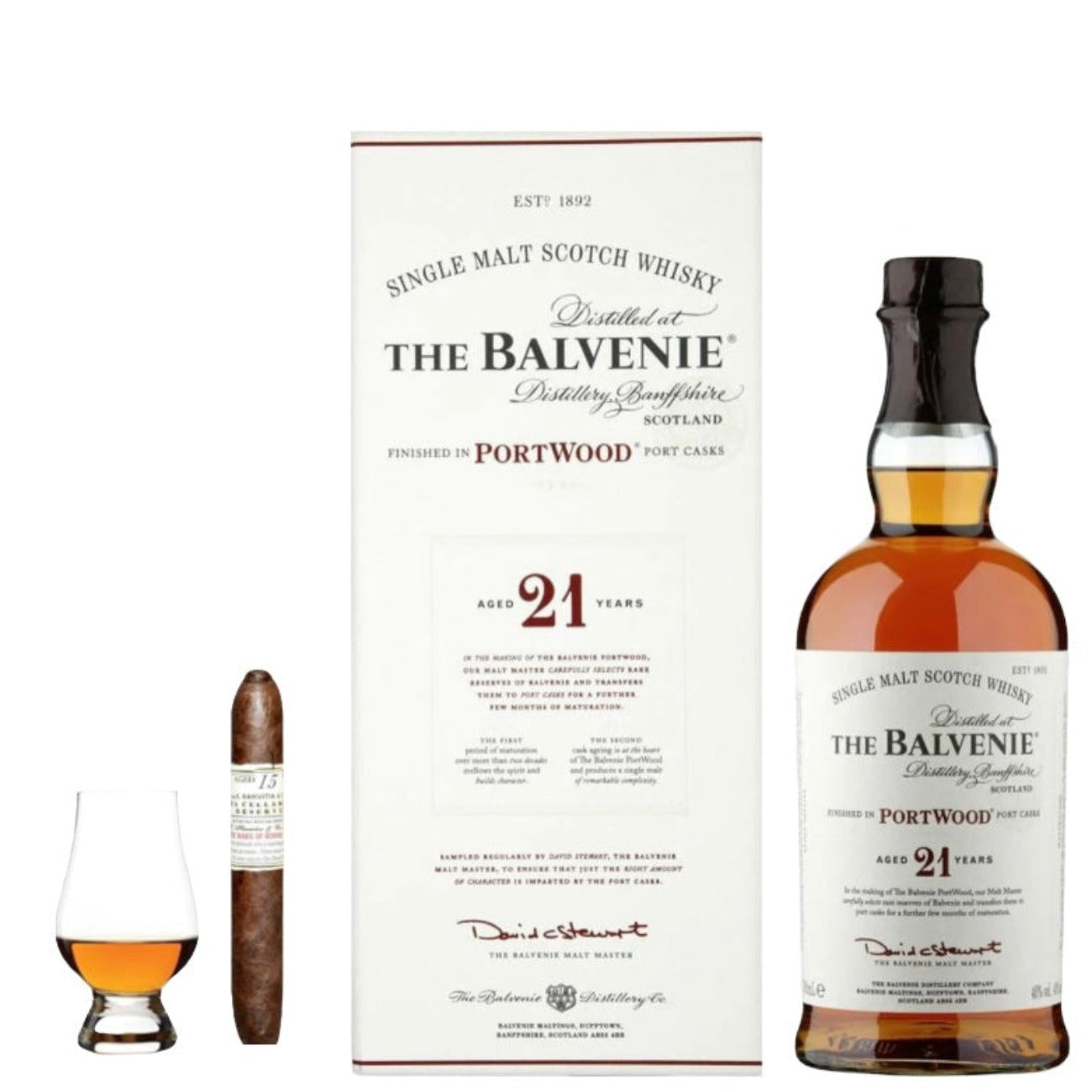 The Balvenie 21 Year PortWood Gift Set with Cigar &amp; Glencairn Glass